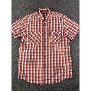 TILLEY Endurables Mens  Short Sleeve Button Up Shirt Size M Red/Gray